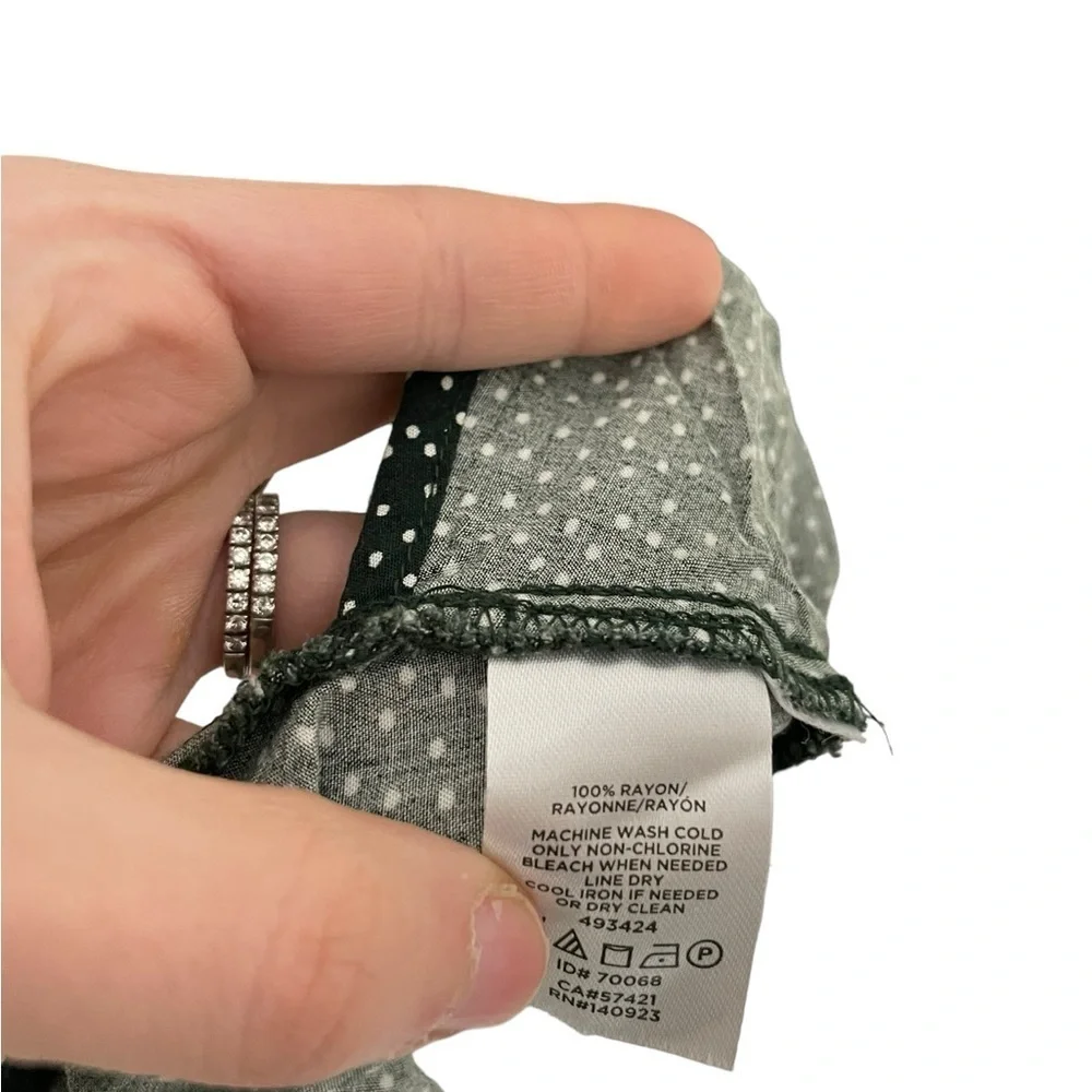Loft Micro Polka Dot Green Tie Side Dress 0